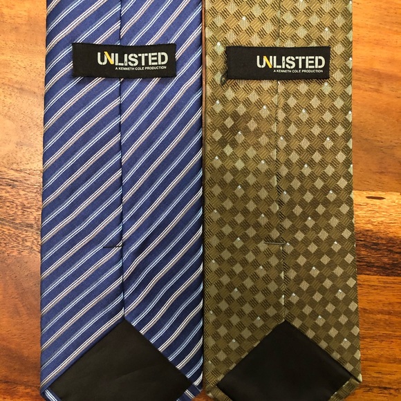Kenneth Cole Unlisted Ties 100% Silk LOT of 2 EUC - Picture 3 of 4